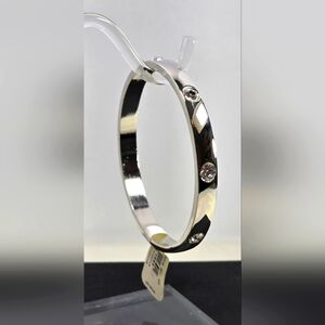 Express Silver Bangle Bracelet with Gem Accents